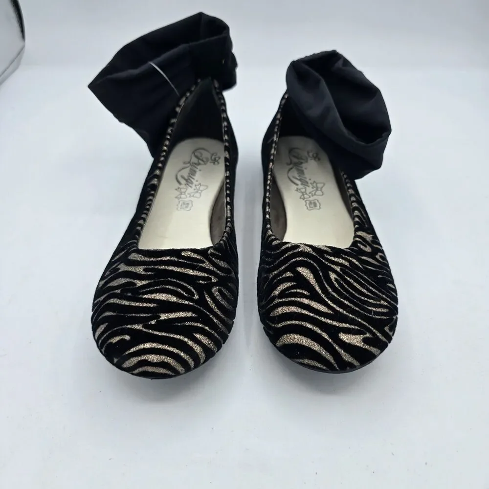 Primigi Shoes Youth Girls 35 Fashion Ankle Strap Dress Ballet flats Black Gold
